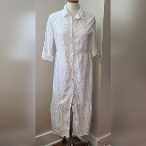 Valentina Naldi Eyelet Cotton Summer Dress Medium
